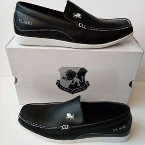 NIB Vlado Footwear Elite Men’s Black Leather Loafer Slip Ons - Size 9.5